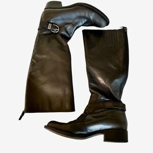 Via Spiga Black Leather Riding Boots